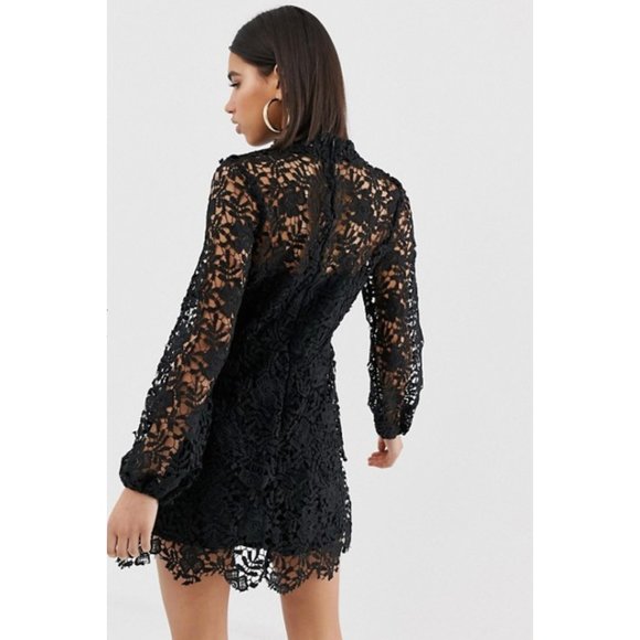MISSGUIDED (NWT) Black Crochet Detail Mini Dress - Picture 2 of 5